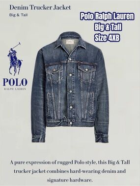 Polo by Ralph Lauren Distressed Blue Denim Trucker Jacket
